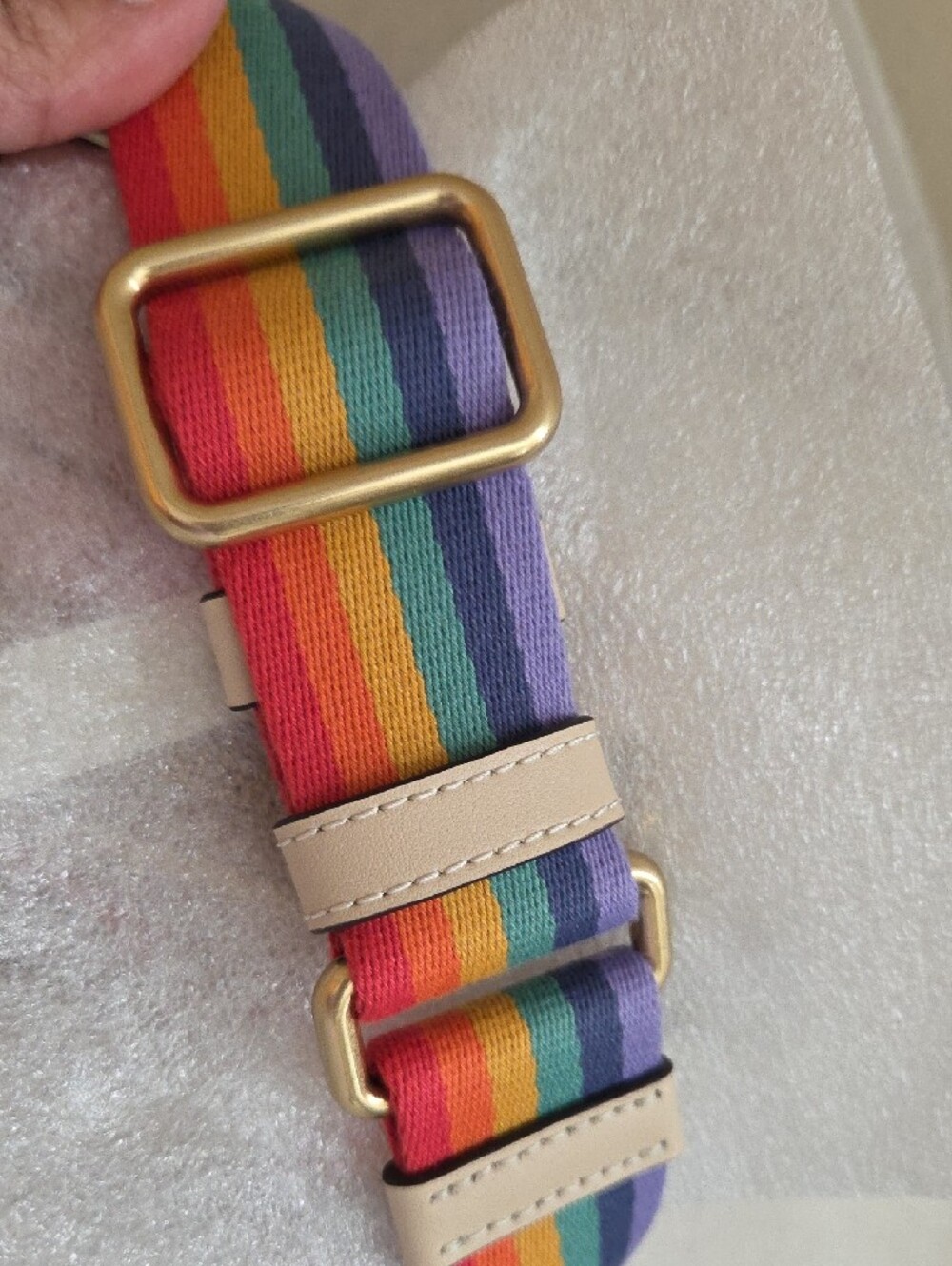 NWT Coach THEO Camera Pride  Crossbody Bag - Beige with Multicolor Rainbows - Picture 9 of 13